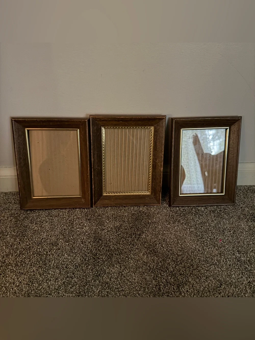 Vintage 5x7 Wooden Picture Frames in Brown and Gold lot of 3